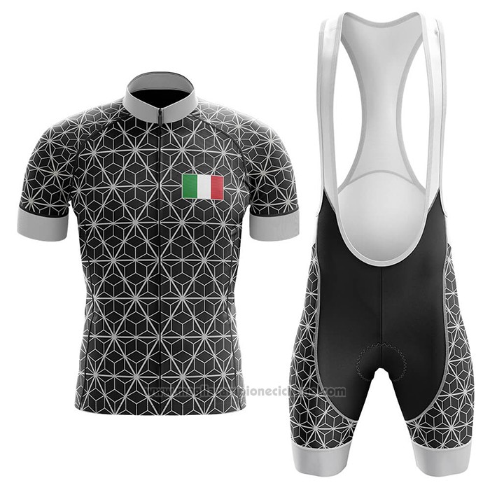 2020 Abbigliamento Ciclismo Italia Nero Grigio Manica Corta e Salopette