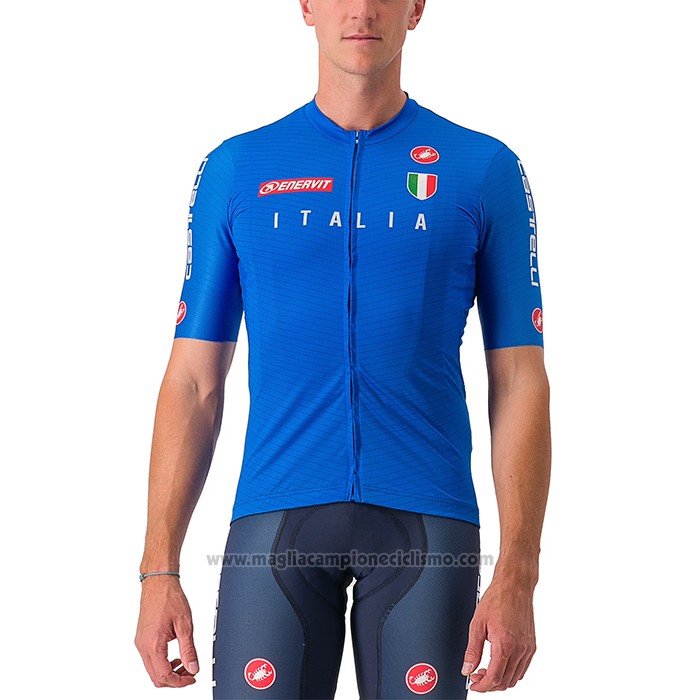 2023 Abbigliamento Ciclismo Italia Blu Manica Corta e Salopette