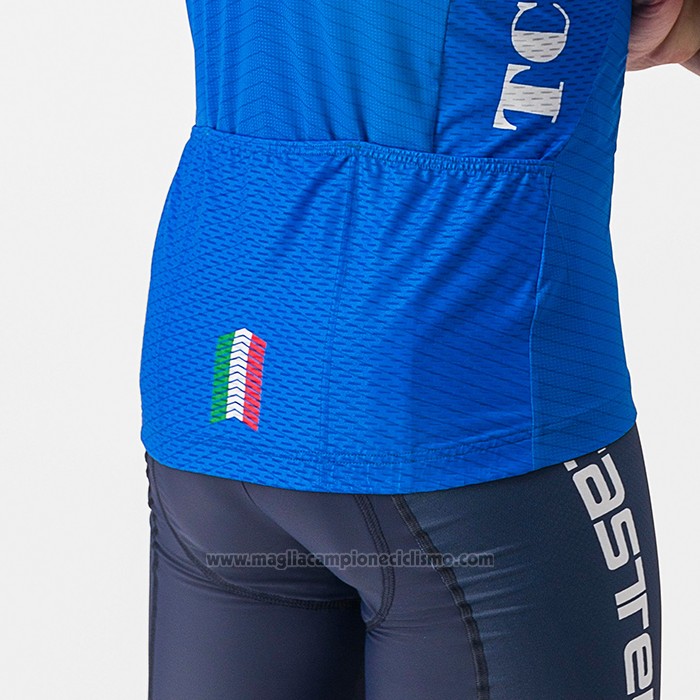2023 Abbigliamento Ciclismo Italia Blu Manica Corta e Salopette
