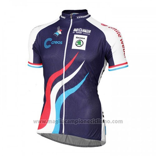 2016 Abbigliamento Ciclismo Lussemburgo Blu e Bianco Manica Corta e Salopette