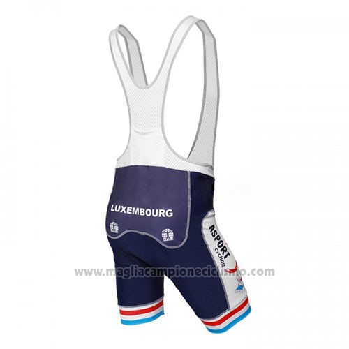 2016 Abbigliamento Ciclismo Lussemburgo Blu e Bianco Manica Corta e Salopette