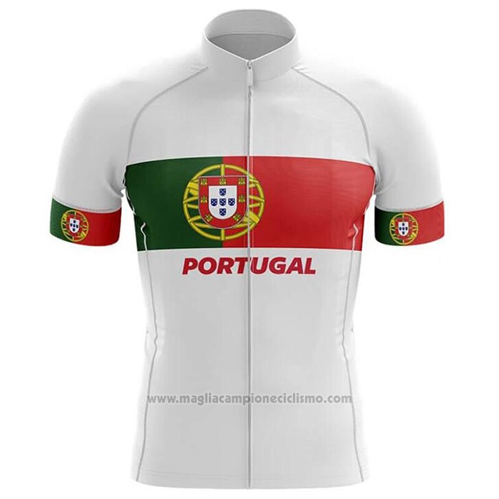 2020 Abbigliamento Ciclismo Campione Portugal Bianco Verde Rosso Manica Corta e Salopette