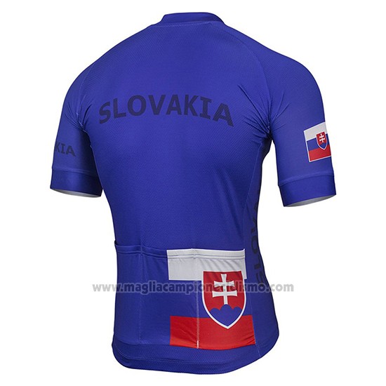 2019 Abbigliamento Ciclismo Slovacchia Blu Nero Manica Corta e Salopette
