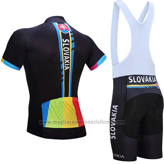 2019 Abbigliamento Ciclismo Slovacchia Nero Manica Corta e Salopette
