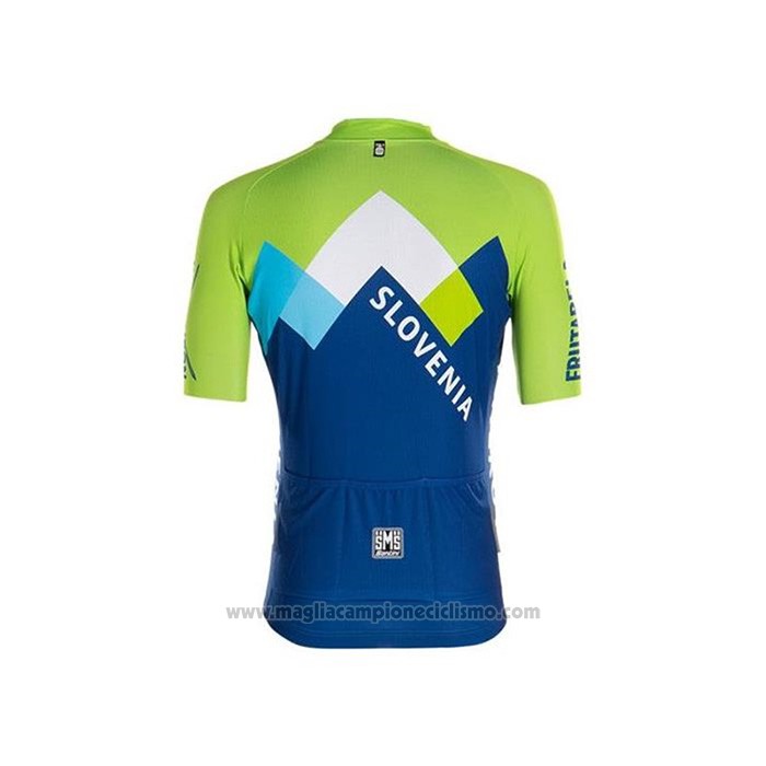 2020 Abbigliamento Ciclismo Slovenia Verde Blu Manica Corta e Salopette