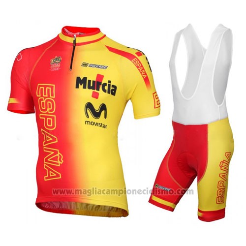 2016 Abbigliamento Ciclismo Spagna Giallo e Rosso Manica Corta e Salopette