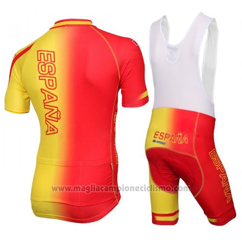 2016 Abbigliamento Ciclismo Spagna Giallo e Rosso Manica Corta e Salopette