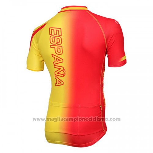 2016 Abbigliamento Ciclismo Spagna Giallo e Rosso Manica Corta e Salopette
