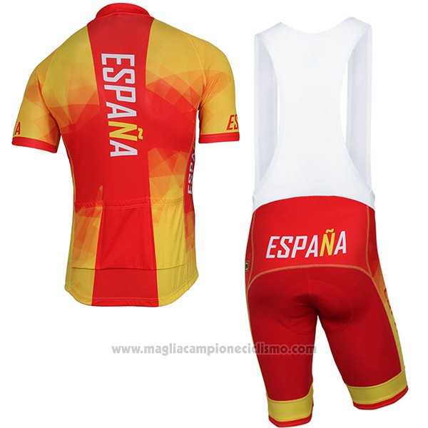 2017 Abbigliamento Ciclismo Spagna Giallo e Rosso Manica Corta e Salopette