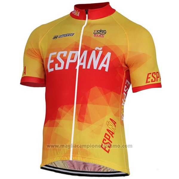 2017 Abbigliamento Ciclismo Spagna Giallo e Rosso Manica Corta e Salopette