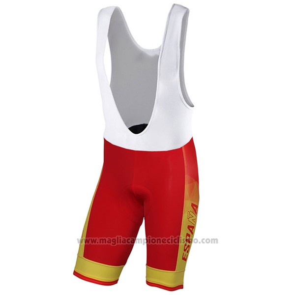 2017 Abbigliamento Ciclismo Spagna Giallo e Rosso Manica Corta e Salopette