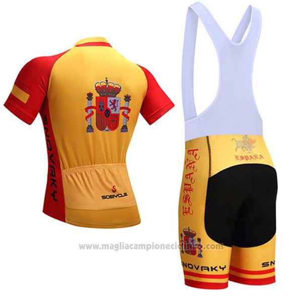 2017 Abbigliamento Ciclismo Spagna Rosso e Giallo Manica Corta e Salopette