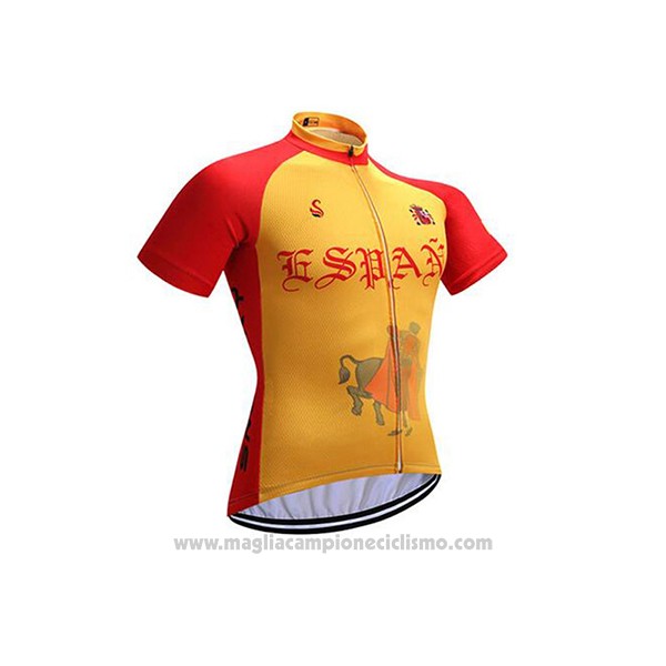 2017 Abbigliamento Ciclismo Spagna Rosso e Giallo Manica Corta e Salopette