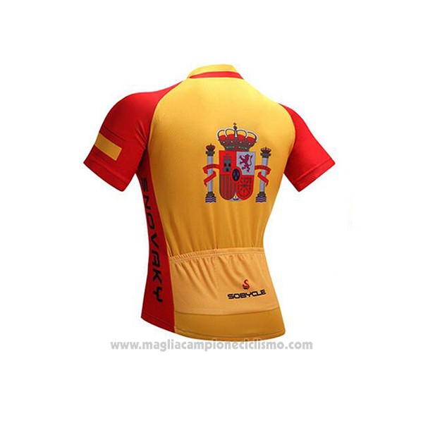 2017 Abbigliamento Ciclismo Spagna Rosso e Giallo Manica Corta e Salopette