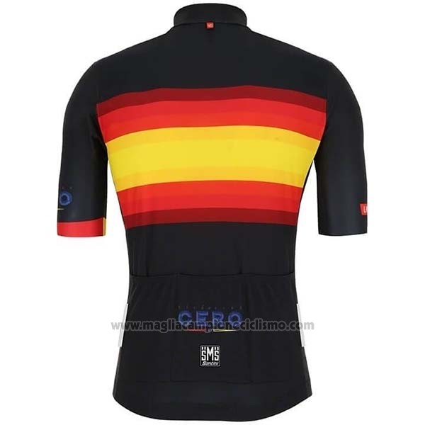 2019 Abbigliamento Ciclismo Spagna Nero Rosso Giallo Manica Corta e Salopette