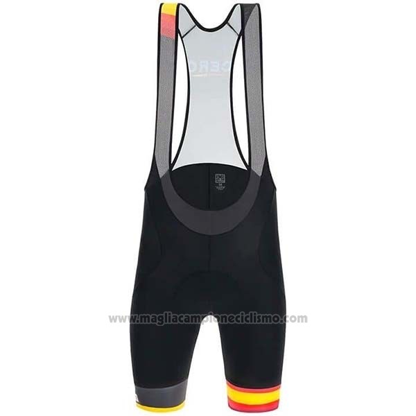 2019 Abbigliamento Ciclismo Spagna Nero Rosso Giallo Manica Corta e Salopette