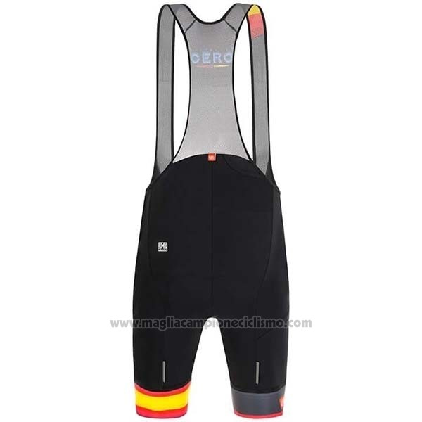 2019 Abbigliamento Ciclismo Spagna Nero Rosso Giallo Manica Corta e Salopette