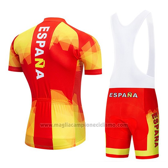 2019 Abbigliamento Ciclismo Spagna Rosso e Giallo Manica Corta e Salopette