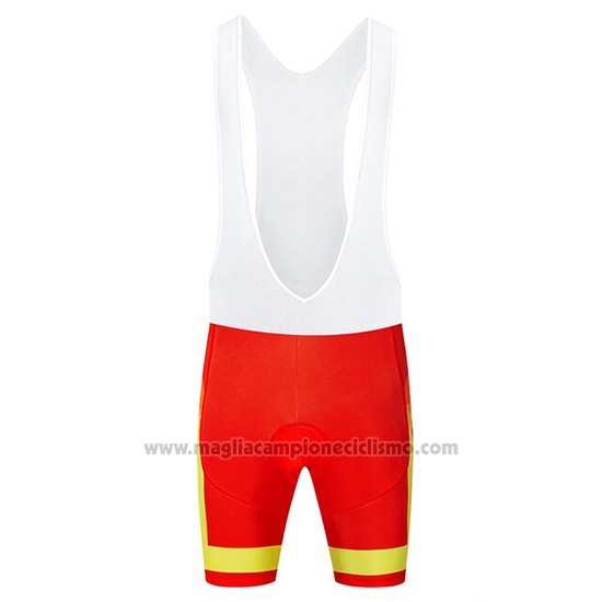 2019 Abbigliamento Ciclismo Spagna Rosso e Giallo Manica Corta e Salopette