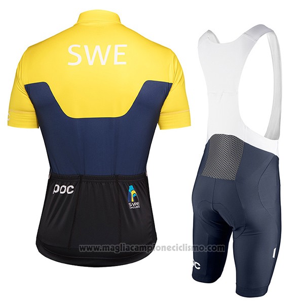 2017 Abbigliamento Ciclismo Svezia Giallo e Blu Manica Corta e Salopette