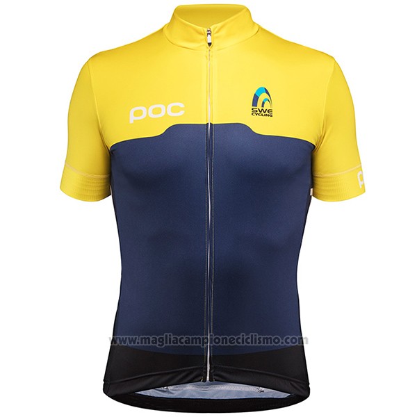 2017 Abbigliamento Ciclismo Svezia Giallo e Blu Manica Corta e Salopette