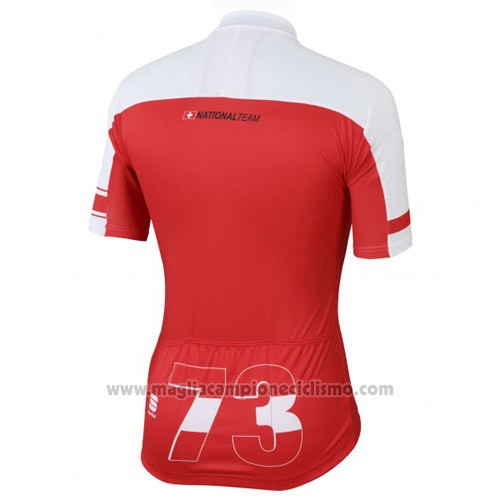 2016 Abbigliamento Ciclismo Svizzera Bianco e Rosso Manica Corta e Salopette