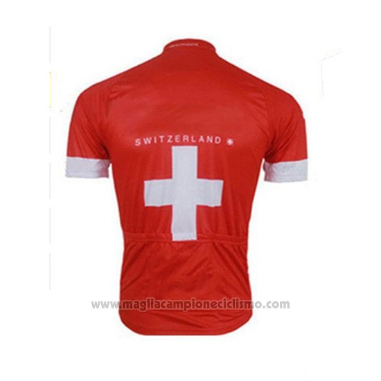 2018 Abbigliamento Ciclismo Svizzera Rosso Manica Corta e Salopette