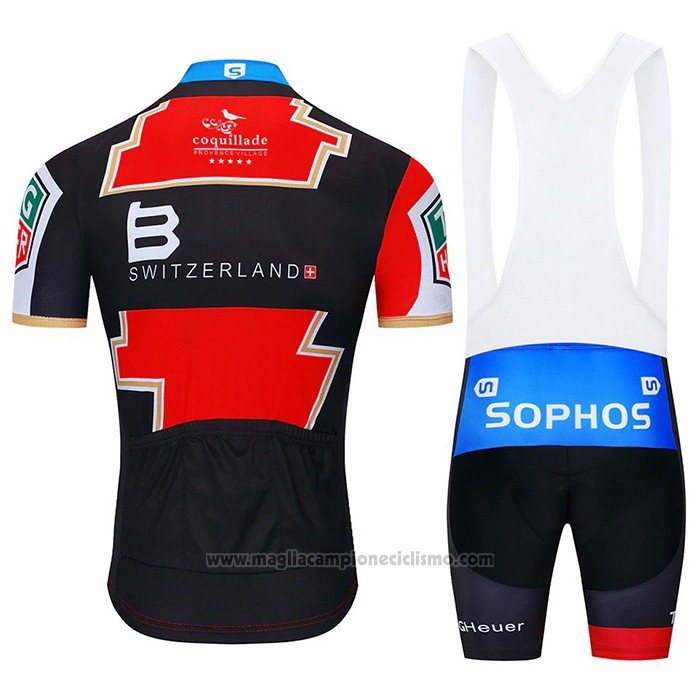 2020 Abbigliamento Ciclismo Svizzera Rosso Nero Blu Manica Corta e Salopette
