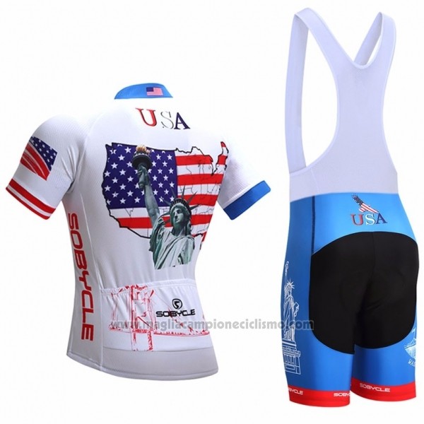 2018 Abbigliamento Ciclismo USA Bianco Manica Corta e Salopette
