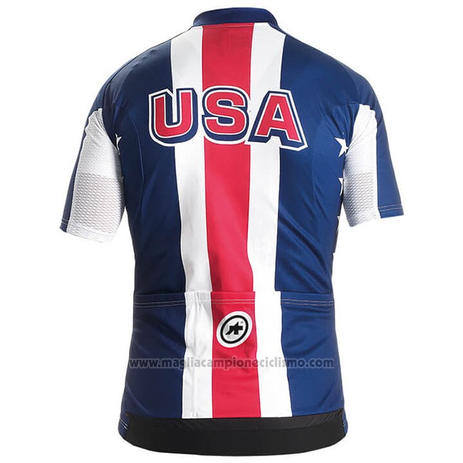 2018 Abbigliamento Ciclismo USA Blu Rosso Bianco Manica Corta e Salopette