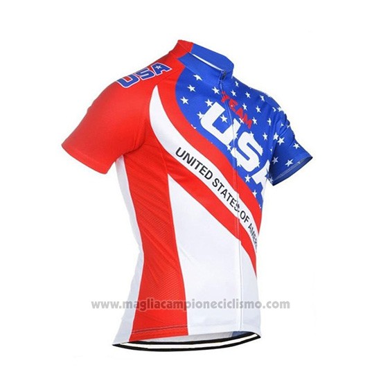 2018 Abbigliamento Ciclismo USA Blu e Rosso Manica Corta e Salopette