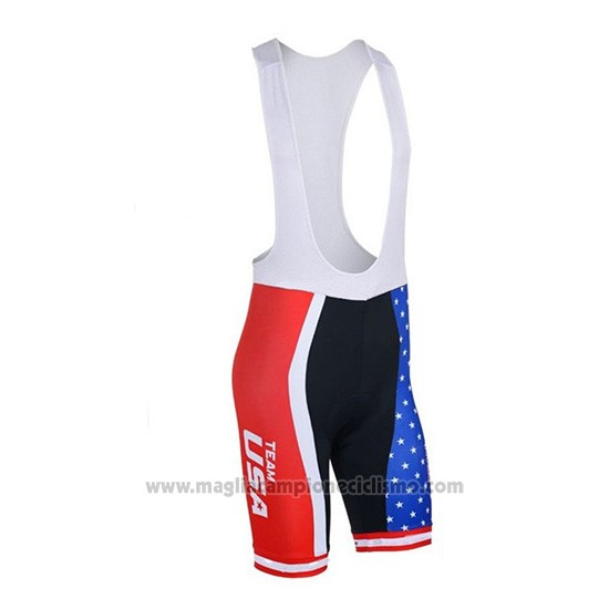2018 Abbigliamento Ciclismo USA Blu e Rosso Manica Corta e Salopette