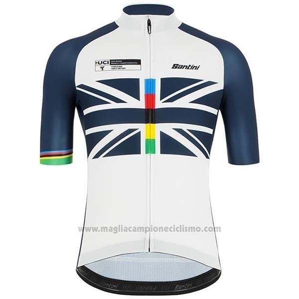 2019 Abbigliamento Ciclismo USA Bianco Spento Blu Manica Corta e Salopette