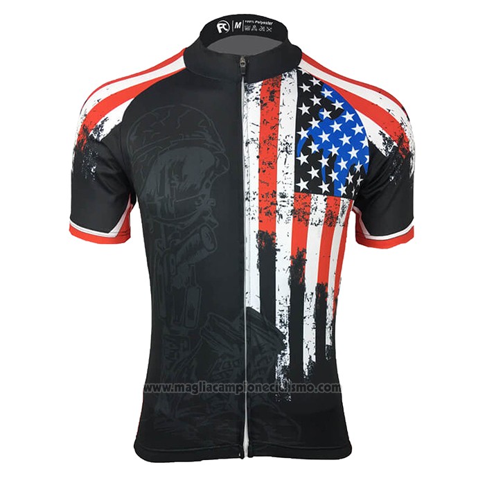 2021 Abbigliamento Ciclismo USA Nero Manica Corta e Salopette