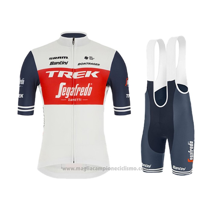 2021 Abbigliamento Ciclismo Trek Segafredo Bianco Scuro Blu Manica Corta e  Salopette