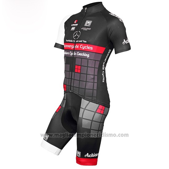 2015 Abbigliamento Ciclismo Achieve Nero Manica Corta e Salopette