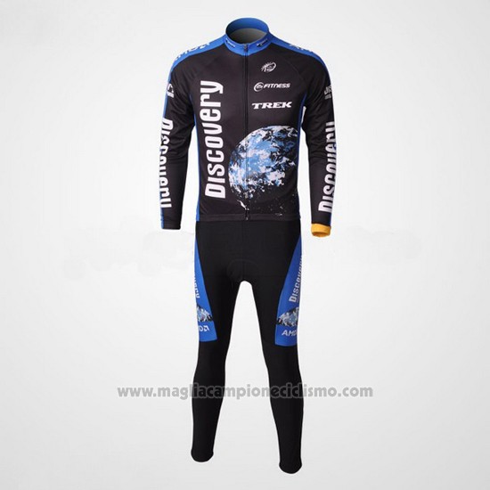 2007 Abbigliamento Ciclismo Trek Nero e Blu Manica Lunga e Salopette Pantaloni