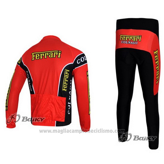 2011 Abbigliamento Ciclismo Ferrari Nero e Verde Manica Lunga e Salopette Pantaloni