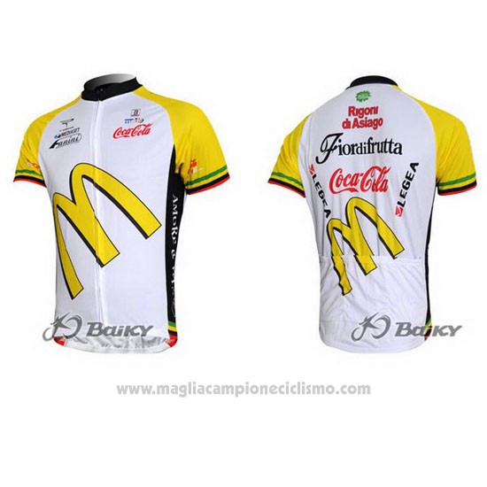 2011 Abbigliamento Ciclismo McDonalds Bianco e Giallo Manica Corta e Salopette