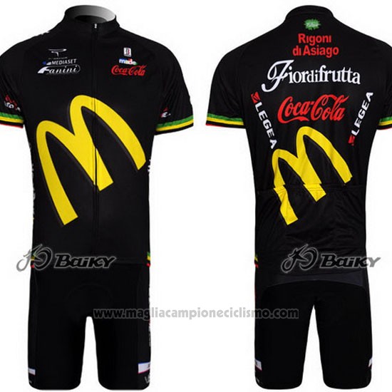2011 Abbigliamento Ciclismo McDonalds Nero e Giallo Manica Corta e Salopette