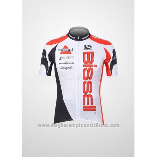 2012 Abbigliamento Ciclismo Bissell Bianco e Rosso Manica Corta e Salopette