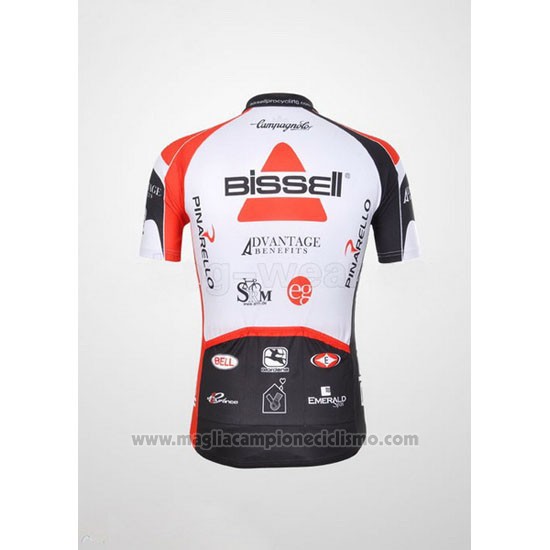 2012 Abbigliamento Ciclismo Bissell Bianco e Rosso Manica Corta e Salopette