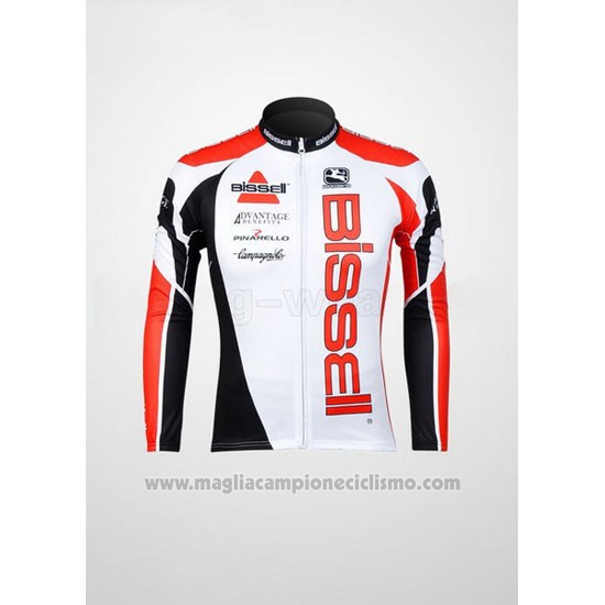 2012 Abbigliamento Ciclismo Bissell Bianco e Rosso Manica Lunga e Salopette