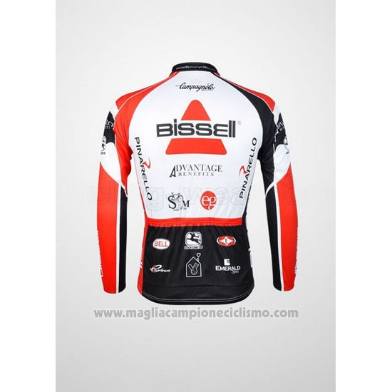 2012 Abbigliamento Ciclismo Bissell Bianco e Rosso Manica Lunga e Salopette