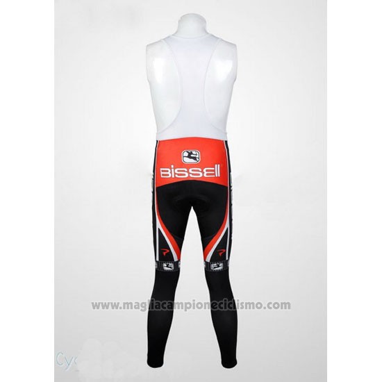 2012 Abbigliamento Ciclismo Bissell Bianco e Rosso Manica Lunga e Salopette