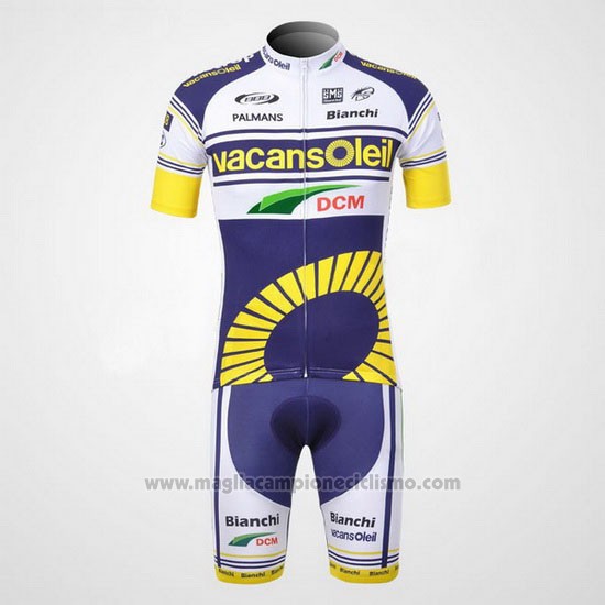 2012 Abbigliamento Ciclismo Vacansoleil Giallo e Blu Manica Corta e Salopette