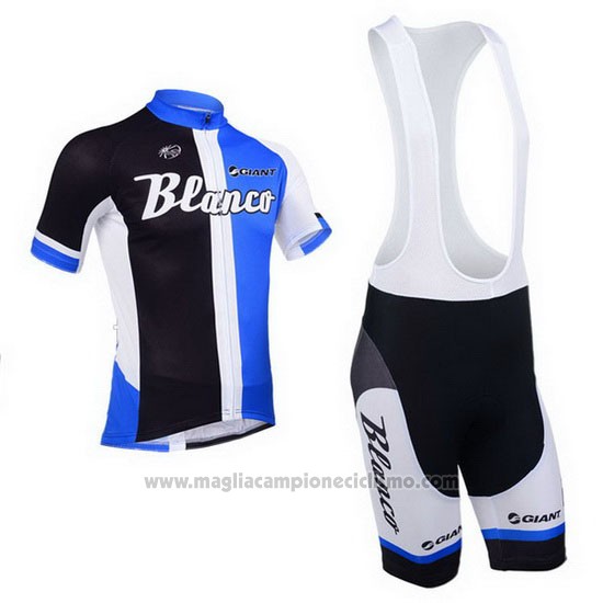 2013 Abbigliamento Ciclismo Blanco Nero e Blu Manica Corta e Salopette
