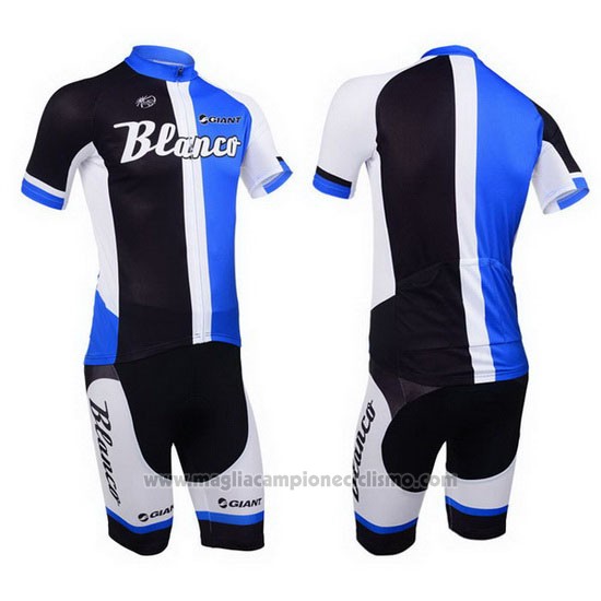 2013 Abbigliamento Ciclismo Blanco Nero e Blu Manica Corta e Salopette