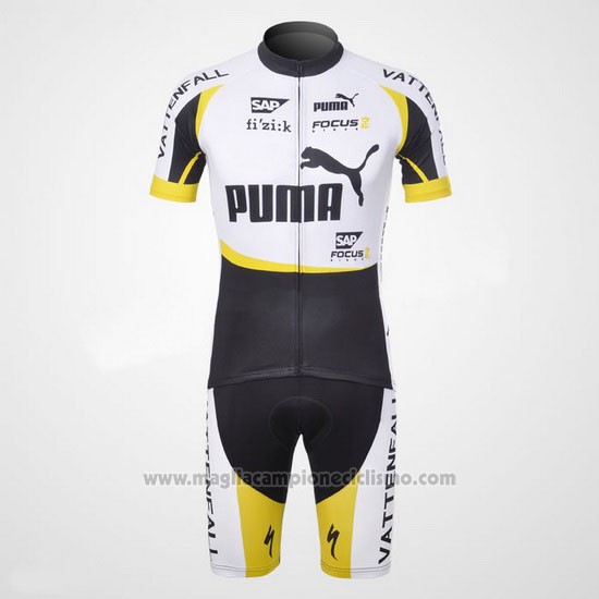 2013 Abbigliamento Ciclismo Puma Nero e Bianco Manica Corta e Salopette