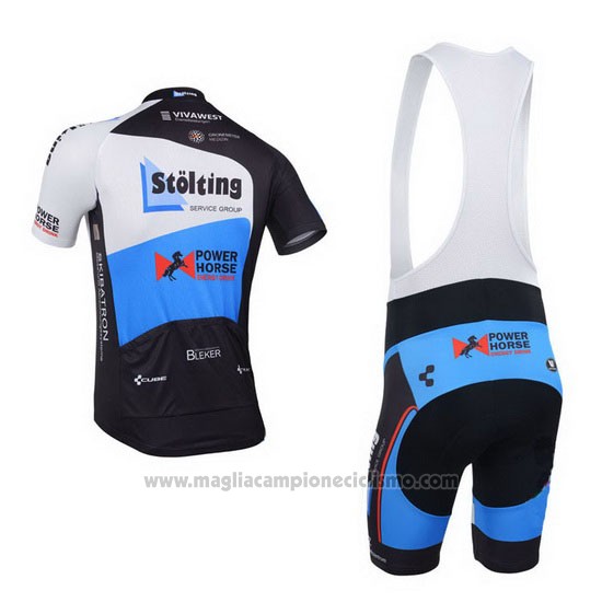 2013 Abbigliamento Ciclismo Stolting Nero e Celeste Manica Corta e Salopette